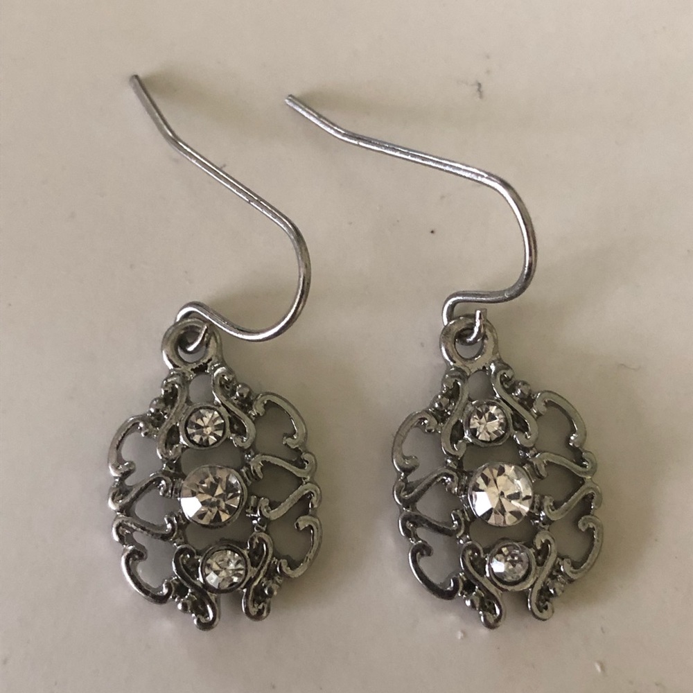 Silver and Diamond Earrings